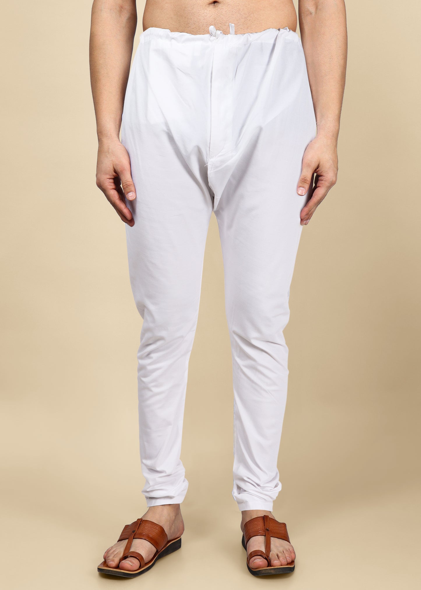 White Cotton Regular Pyjama with Drawstring