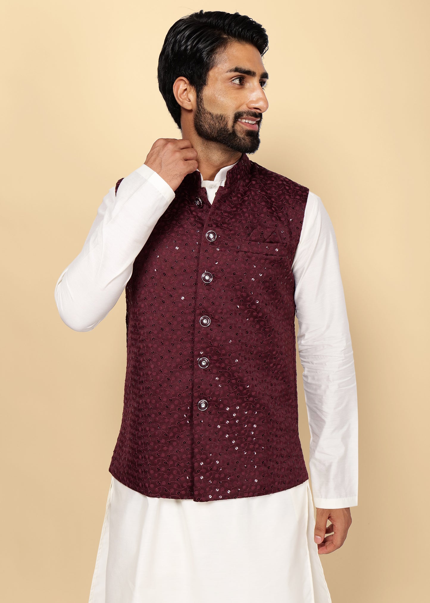 Sequence Wine Nehru Jacket