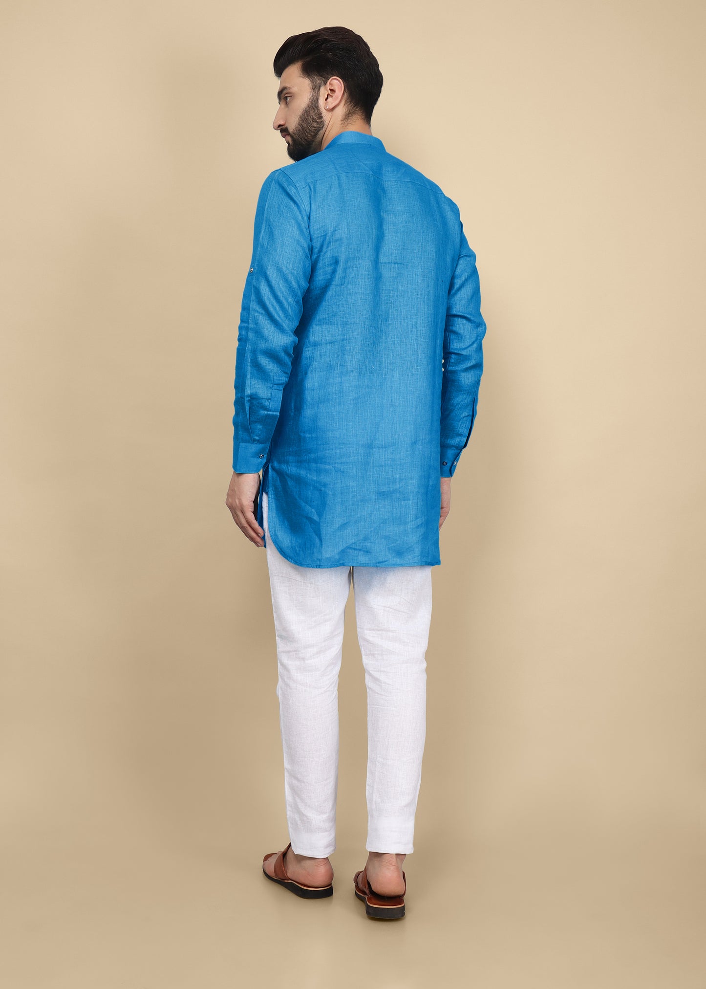 Light Blue Linen Kurta