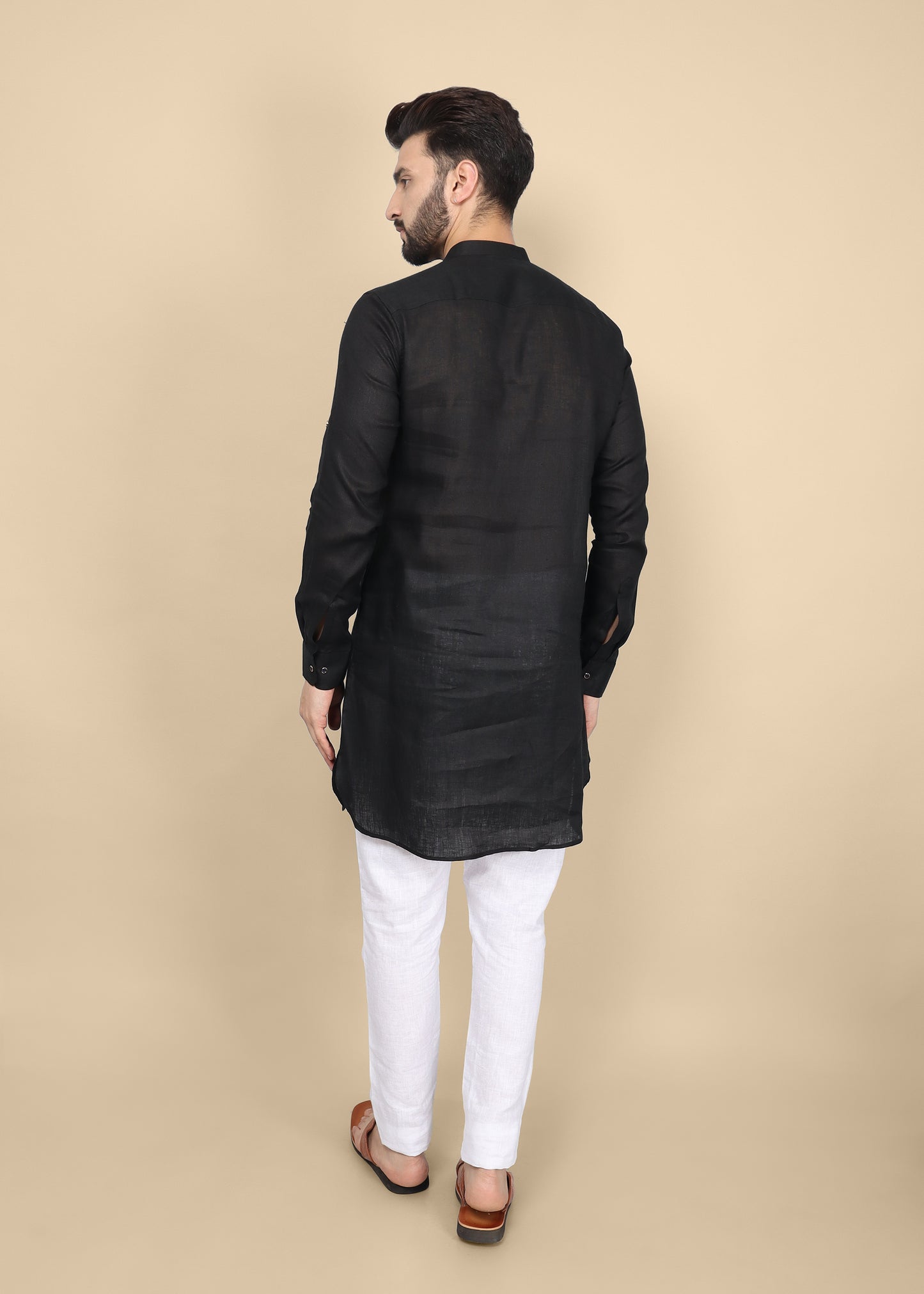 Black Linen Kurta