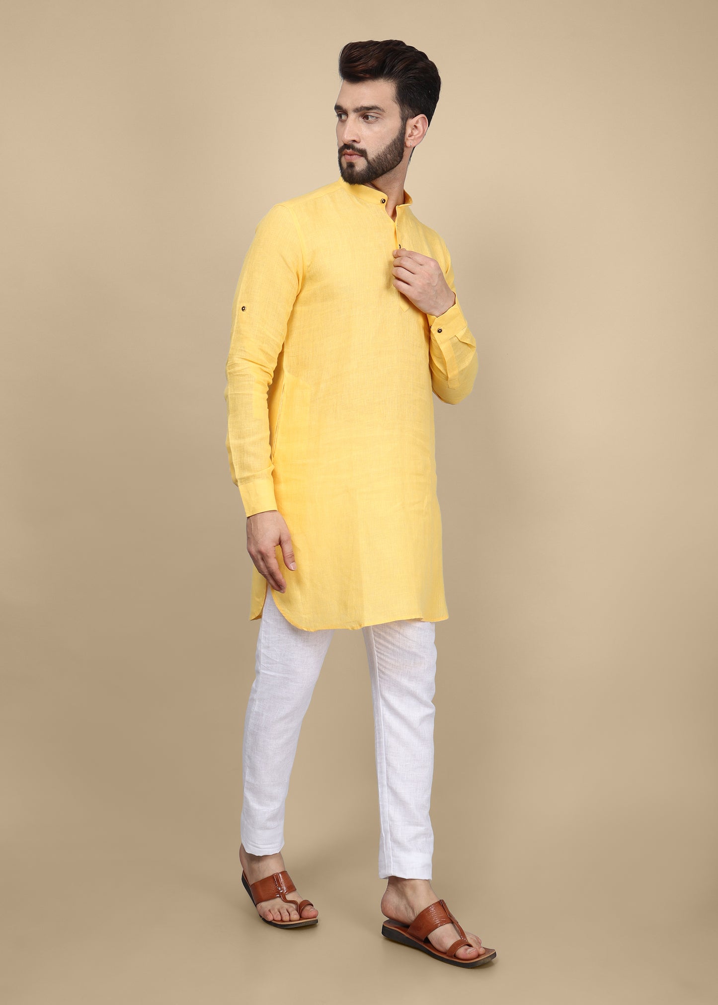 Yellow Linen Kurta