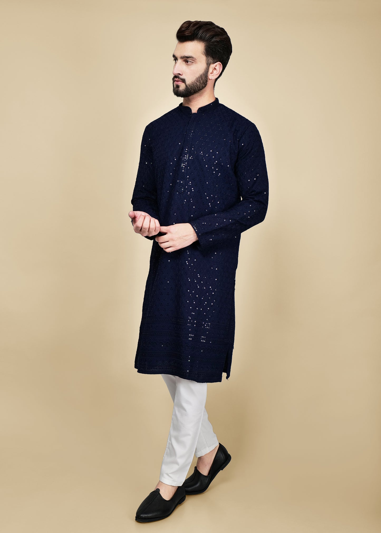 Navy Blue Sequence Kurta Set