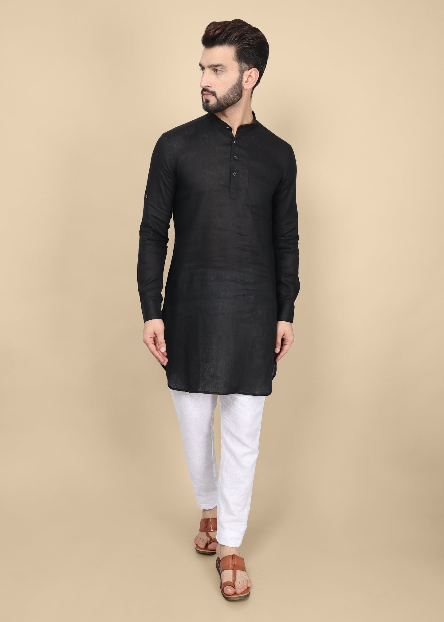Black Linen Kurta