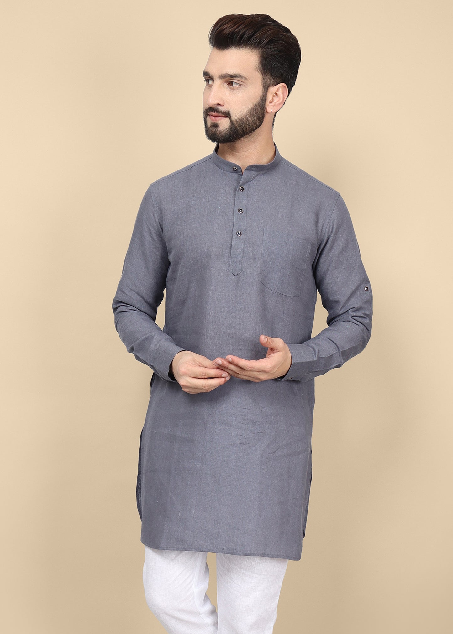 Black Linen Kurta