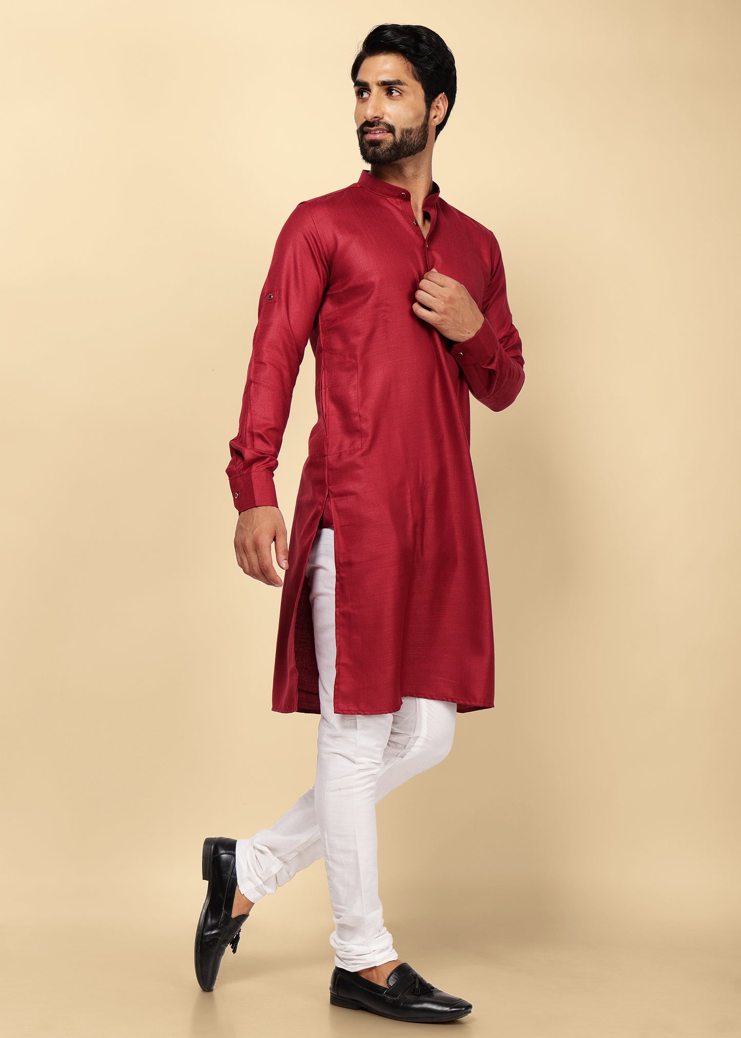 Maroon Pure Cotton Kurta Set