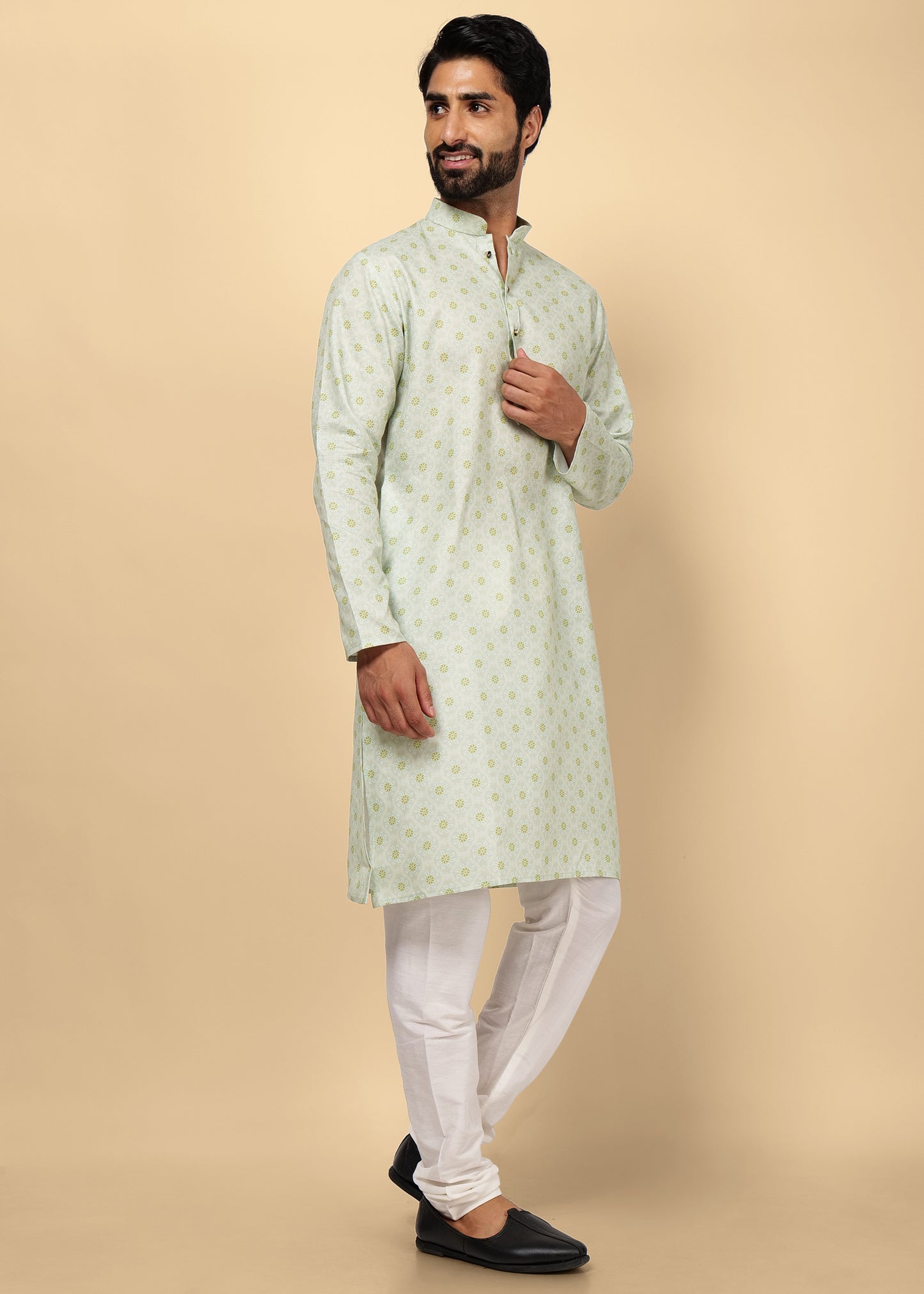 Motif Printed Cotton Kurta Set