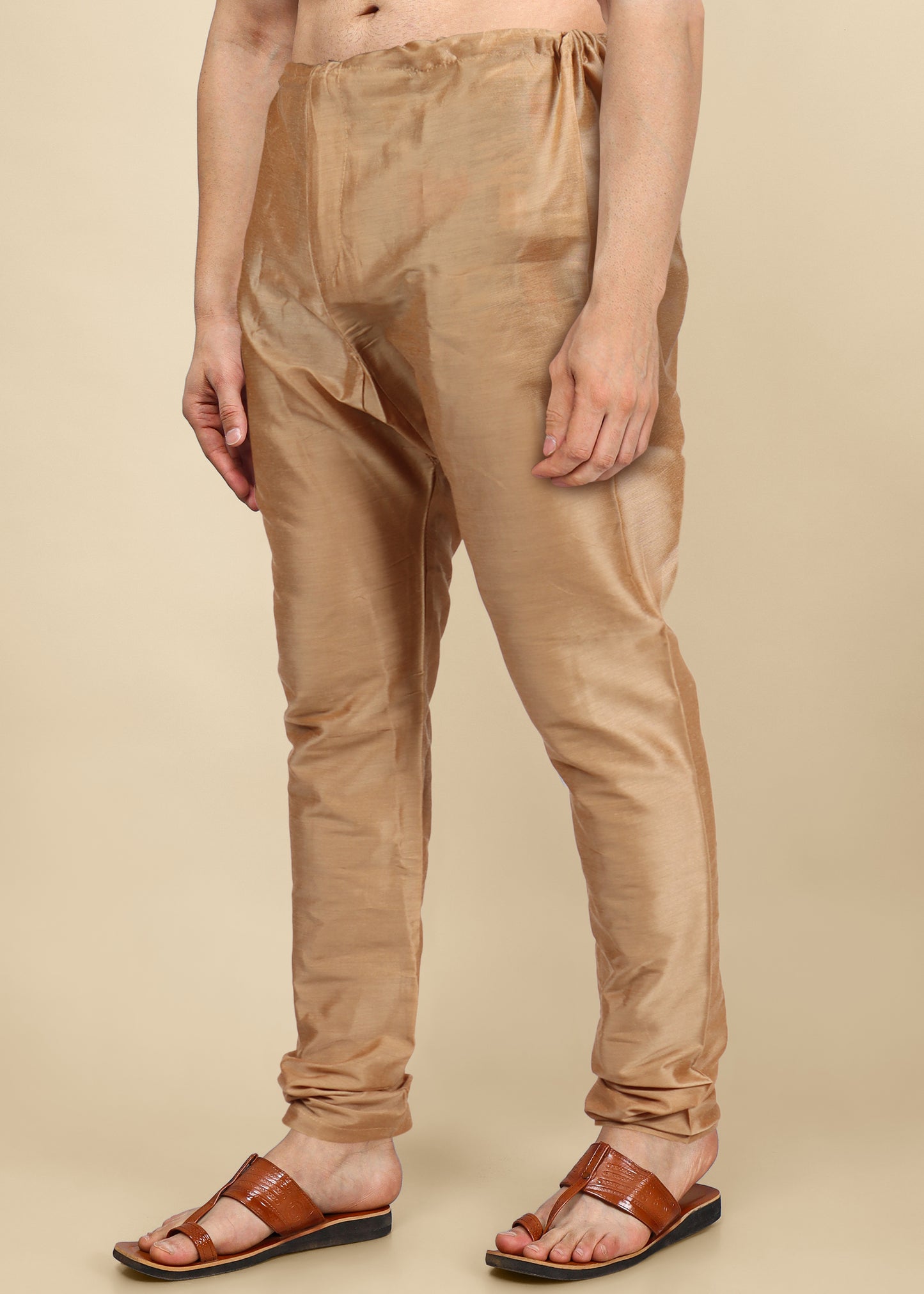 Golden Brown Silk Regular Pyjama Chudi with Drawstring