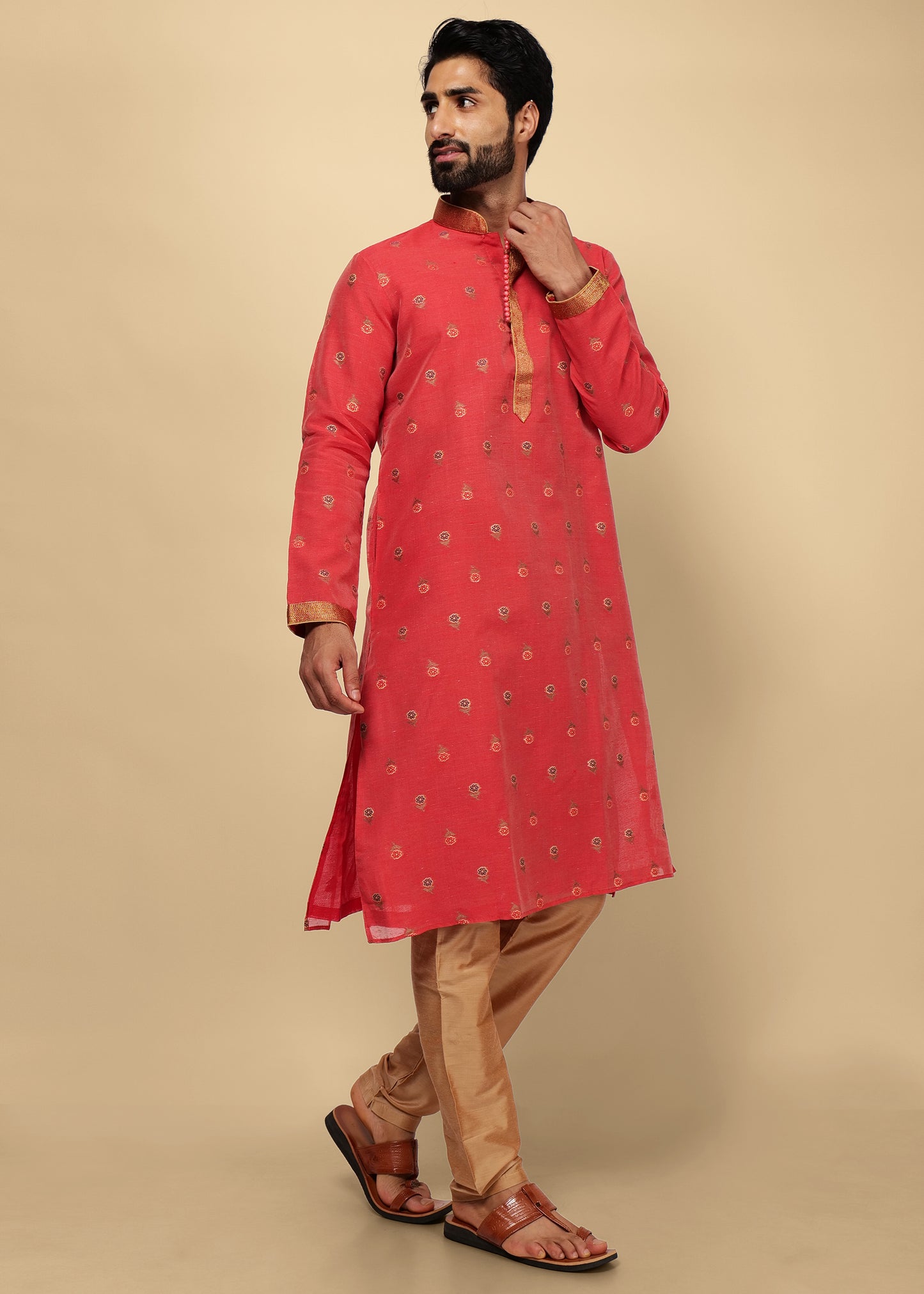 Printed Silk Kurta Set