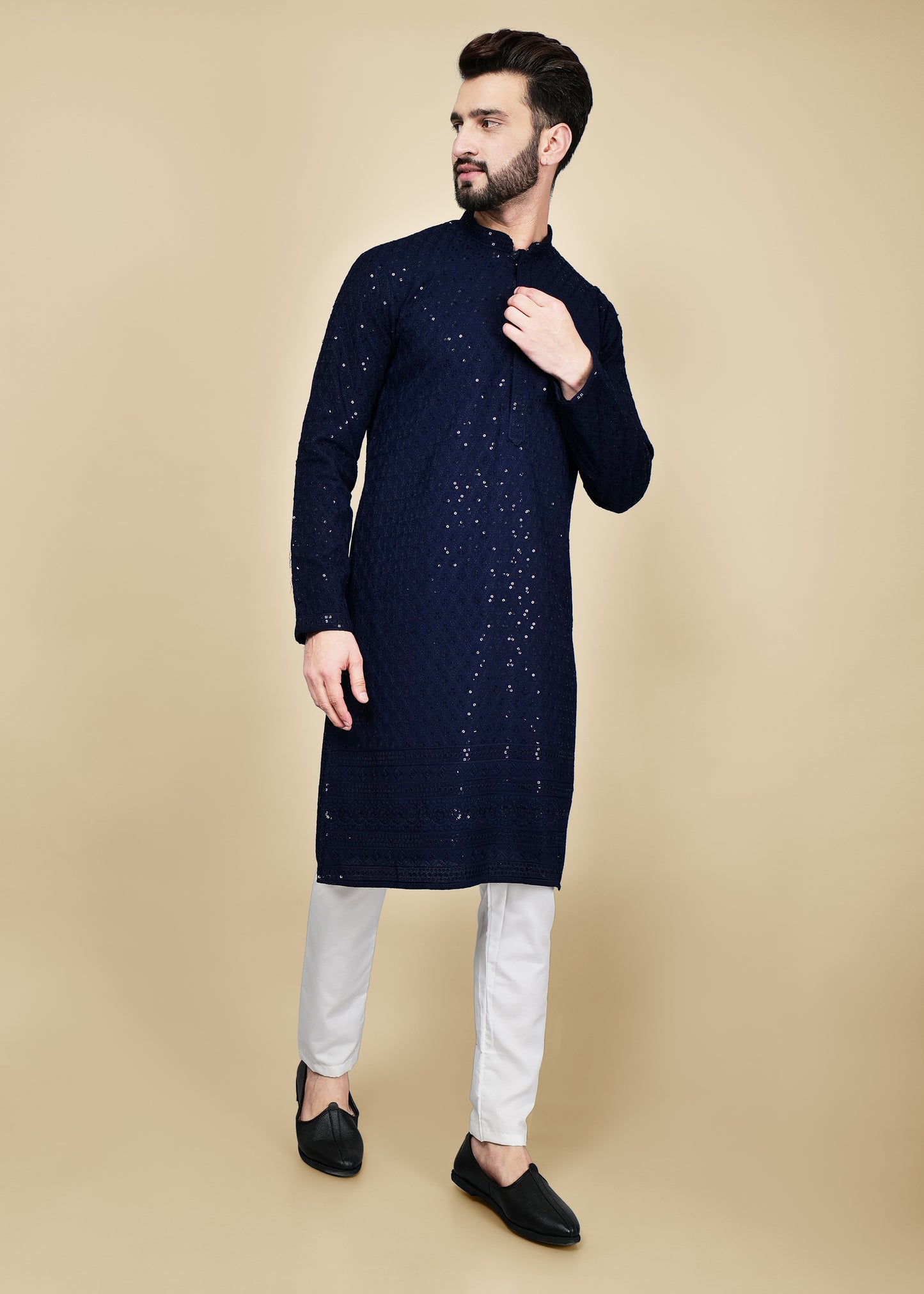 Navy Blue Sequence Kurta Set