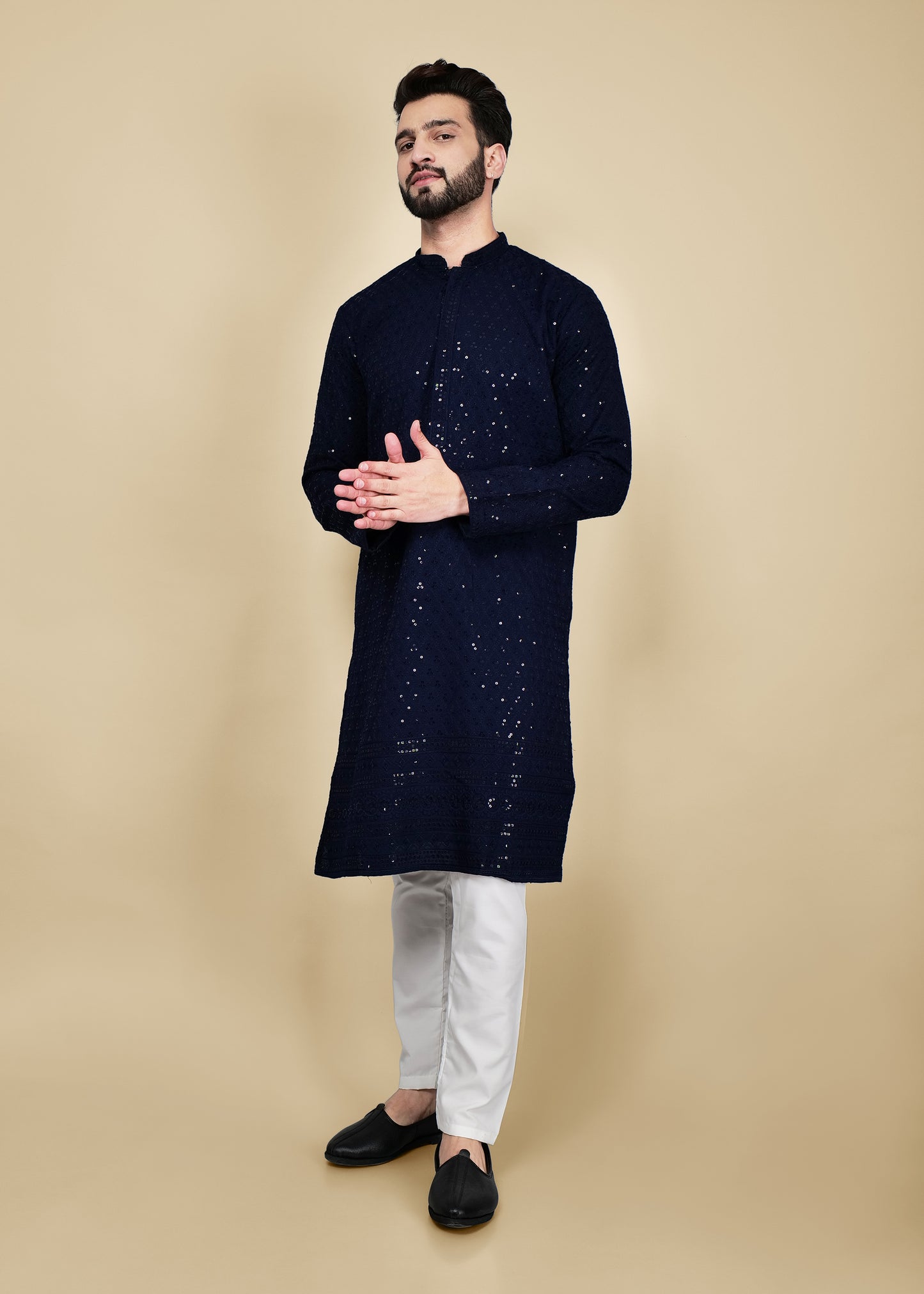 Navy Blue Sequence Kurta Set