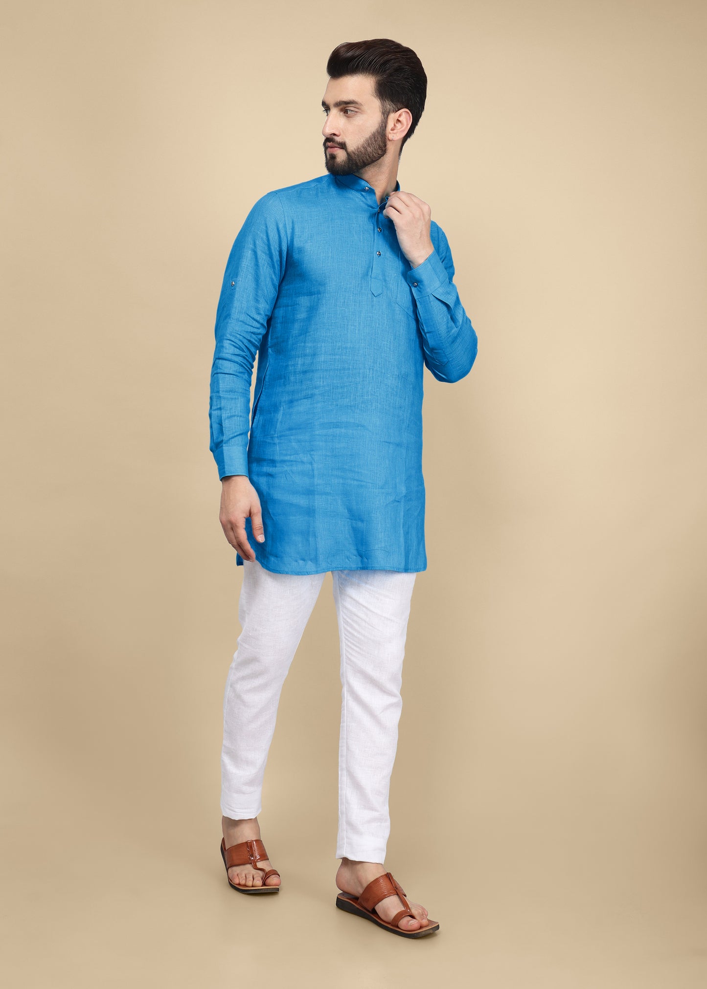Light Blue Linen Kurta