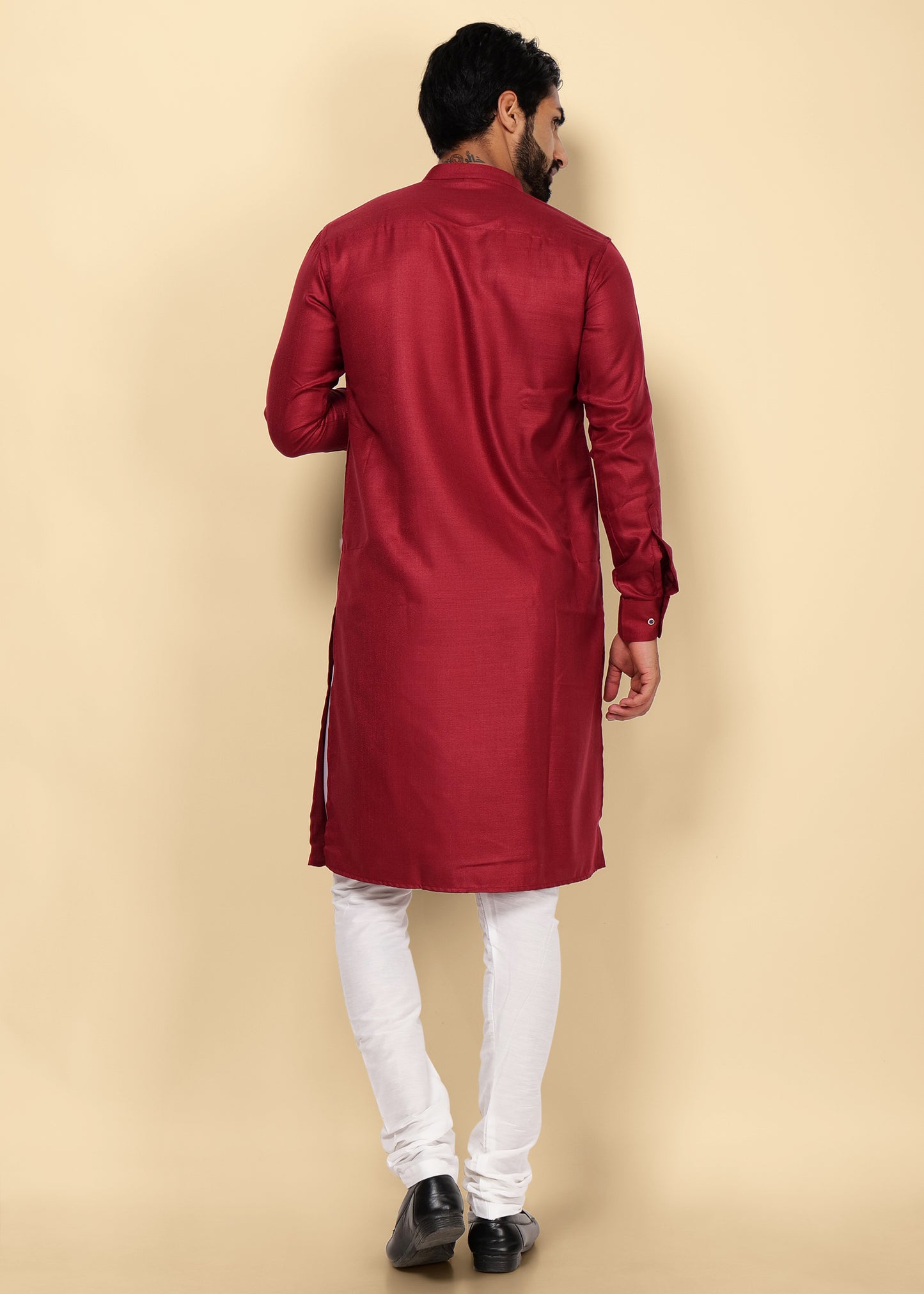 Maroon Pure Cotton Kurta Set