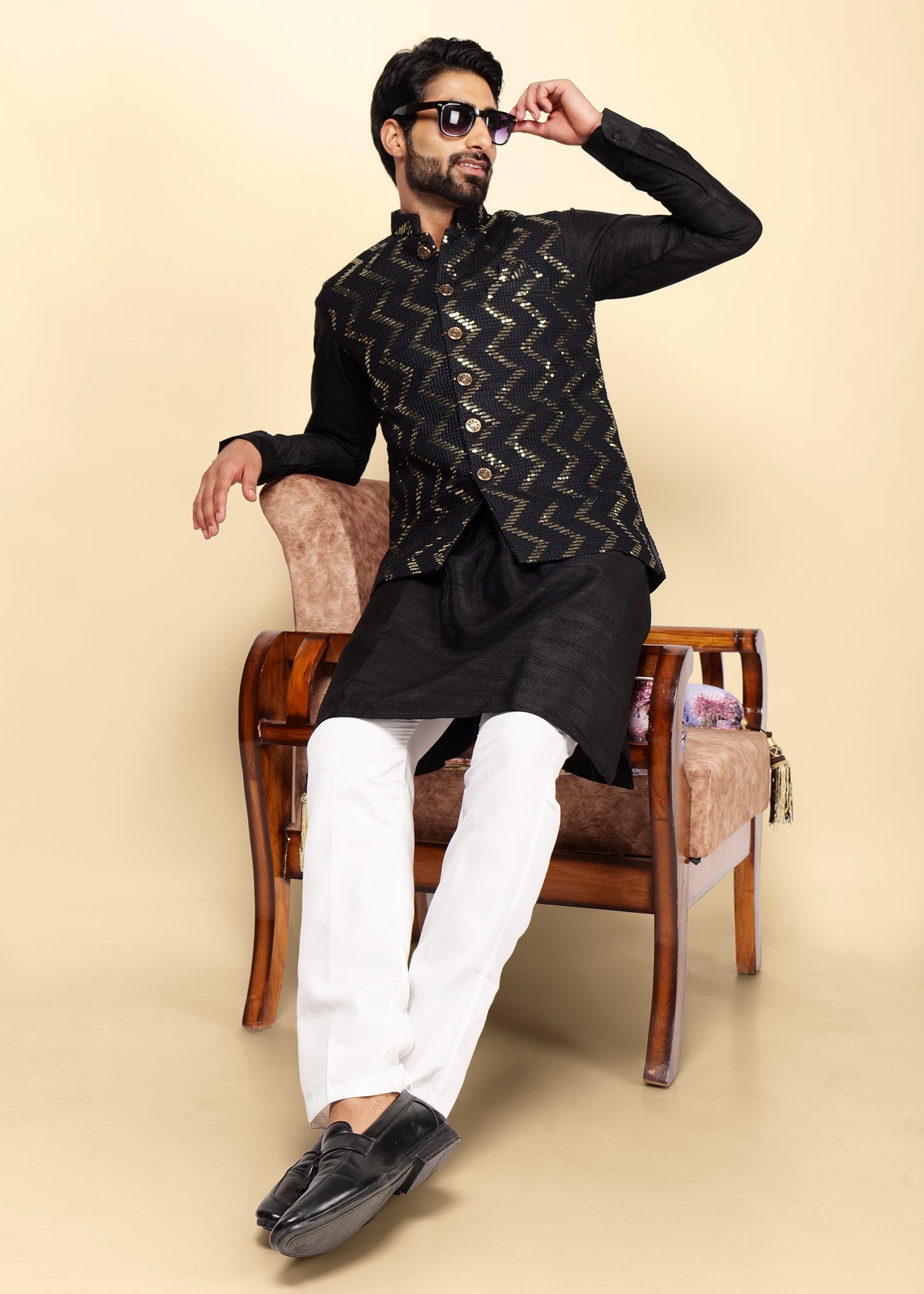 Black Nehru Jacket Kurta Set