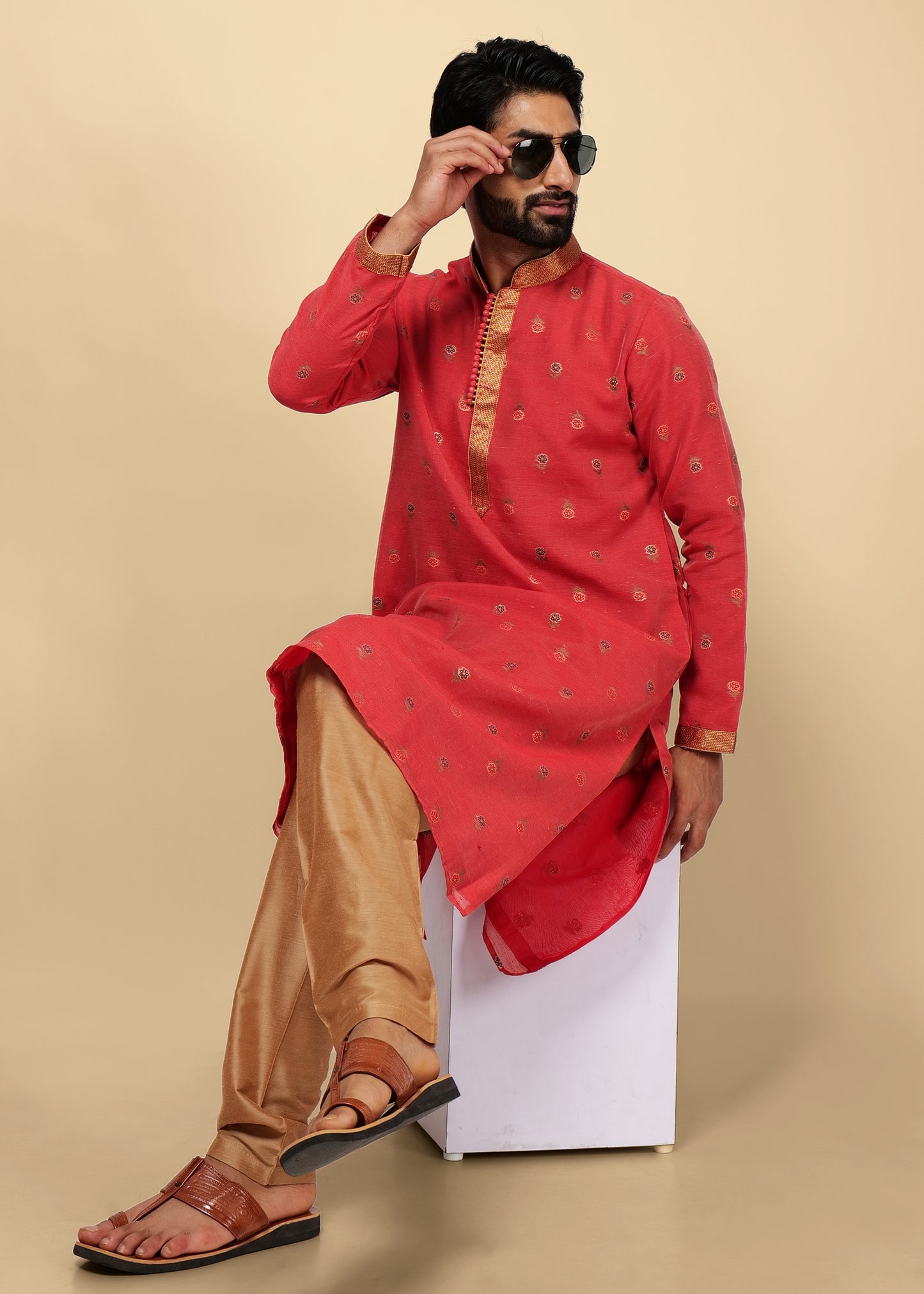 Printed Silk Kurta Set