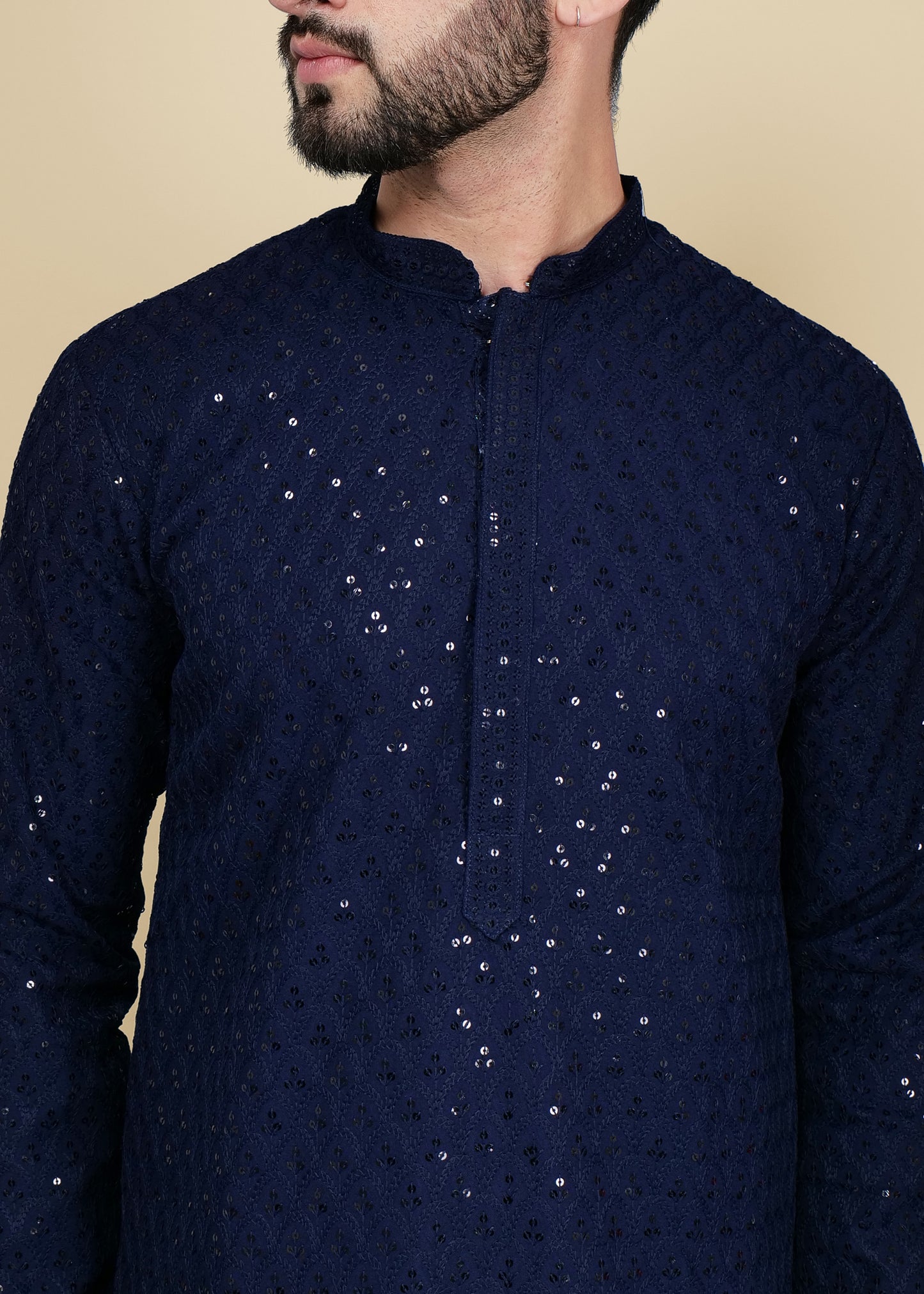Navy Blue Sequence Kurta Set