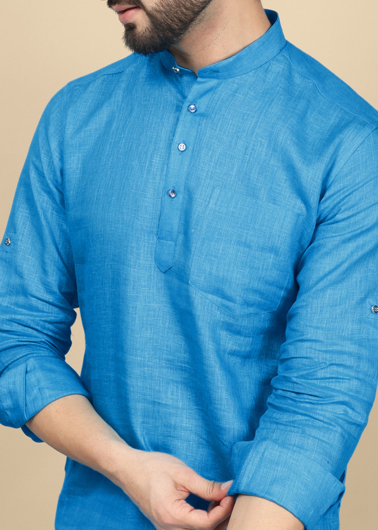 Light Blue Linen Kurta