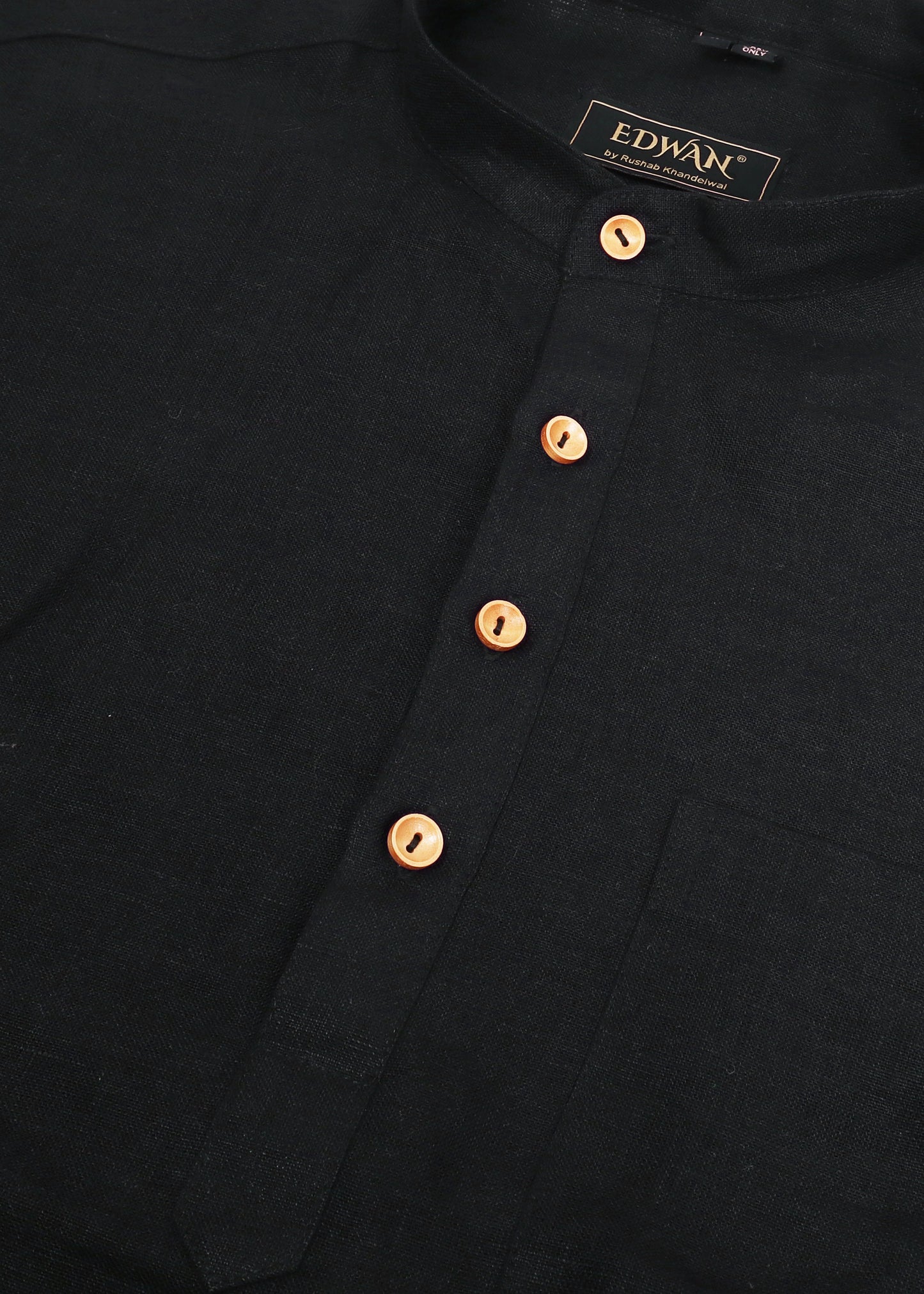 Black Linen Short Kurta