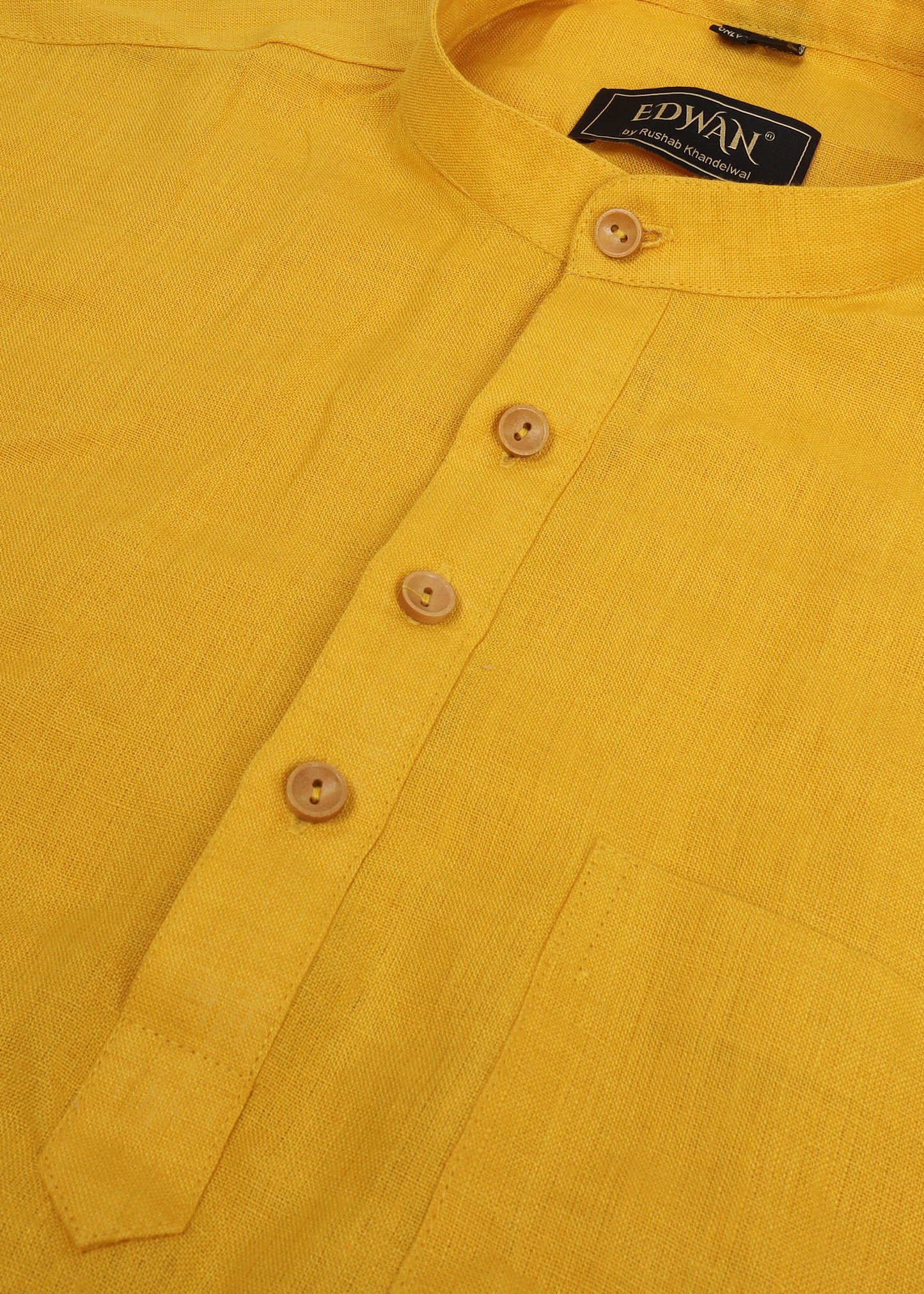 Mustard Linen Short Kurta