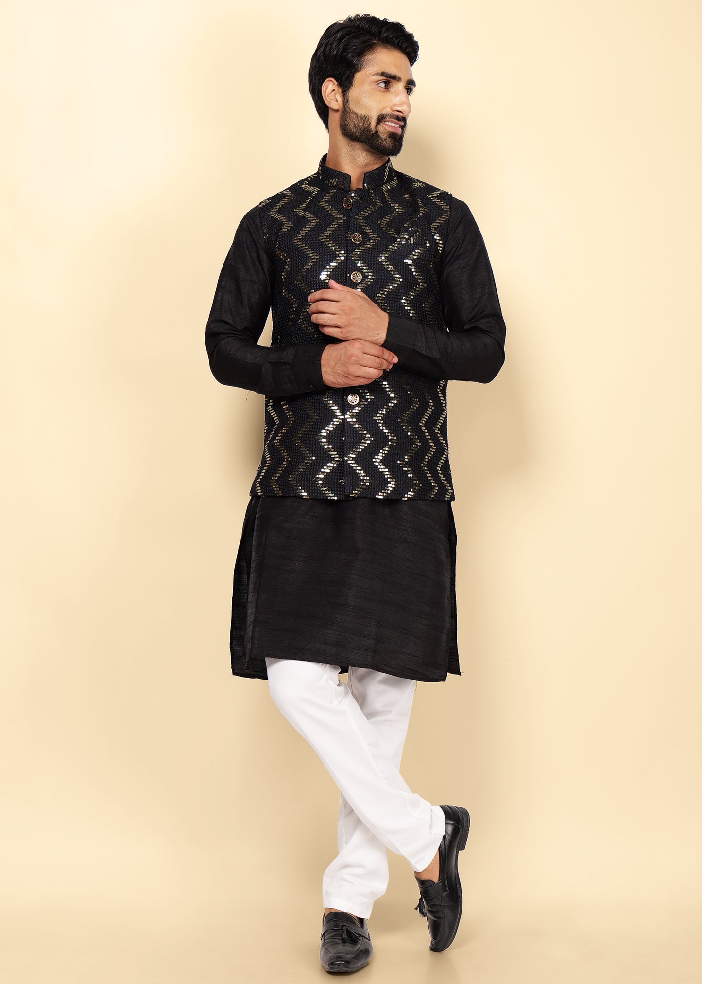 Black Nehru Jacket Kurta Set