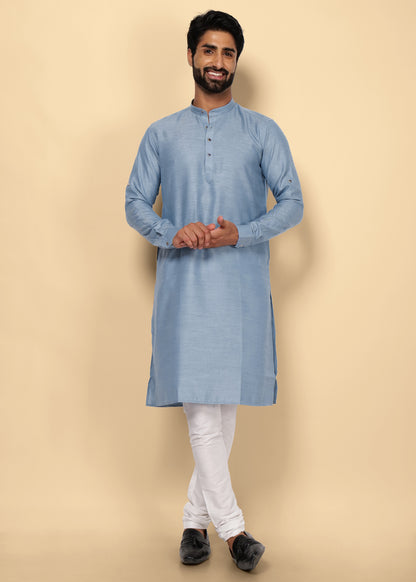 Light Grey Pure Cotton Kurta Set