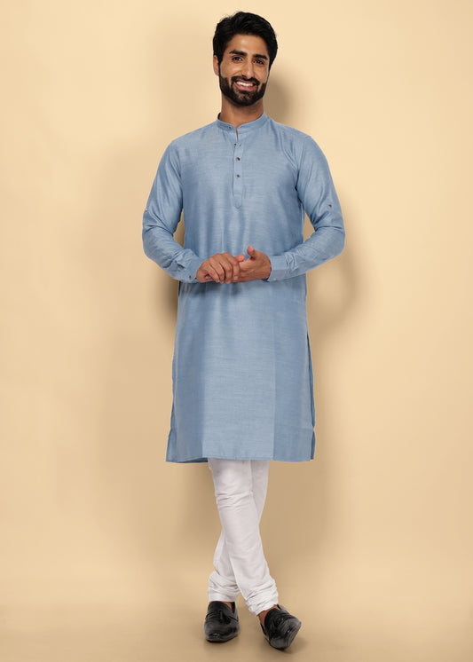 Light Grey Pure Cotton Kurta Set