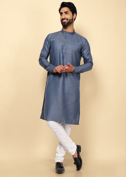Grey Pure Cotton Kurta Set