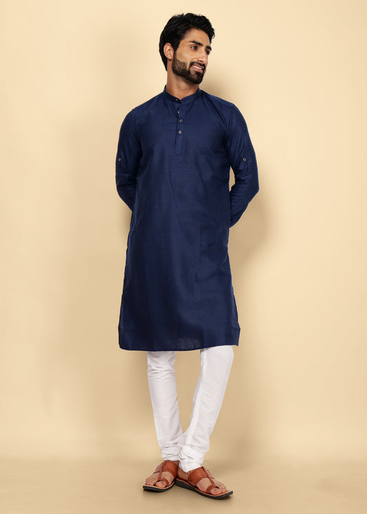 Navy Blue Pure Cotton Kurta Set