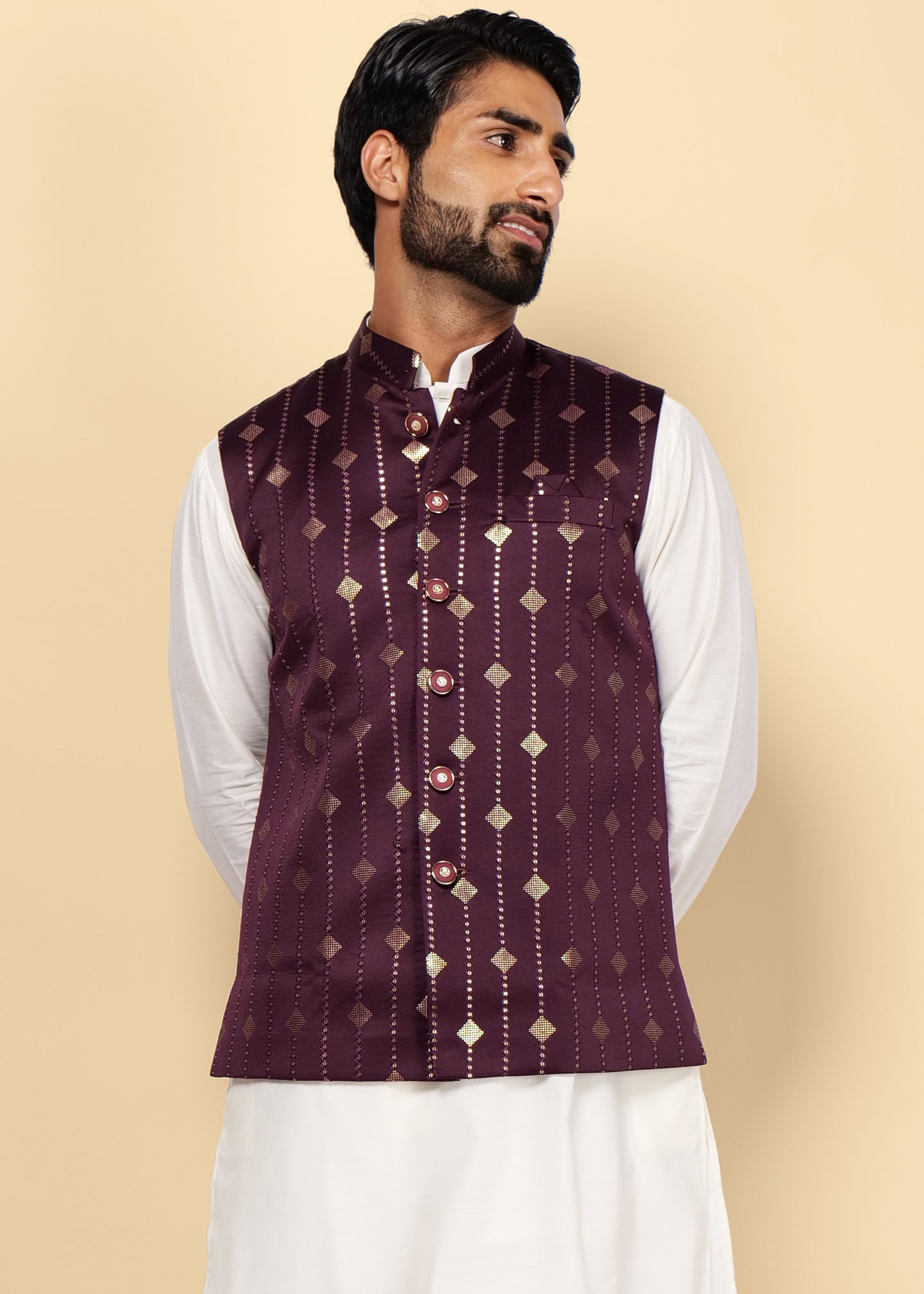 Wine Nehru Jacket