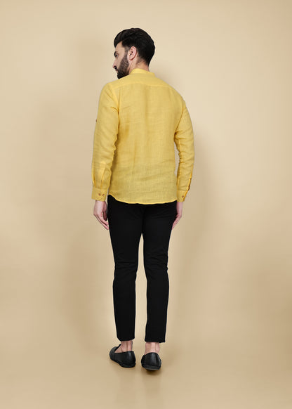 Yellow Linen Short Kurta