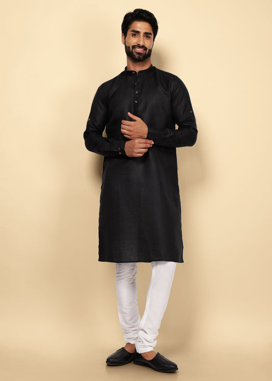Black Pure Cotton Kurta Set