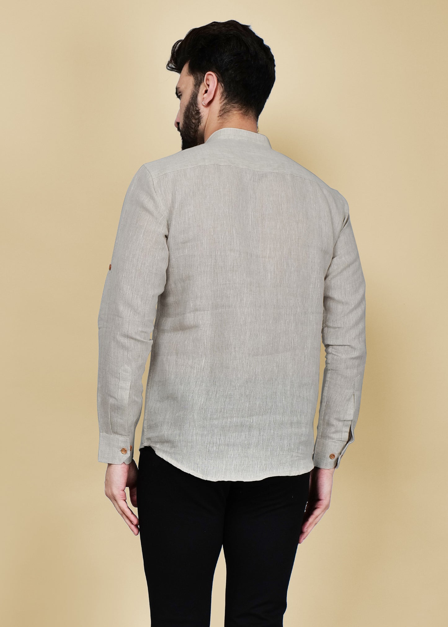 Natural Grey Linen Short Kurta