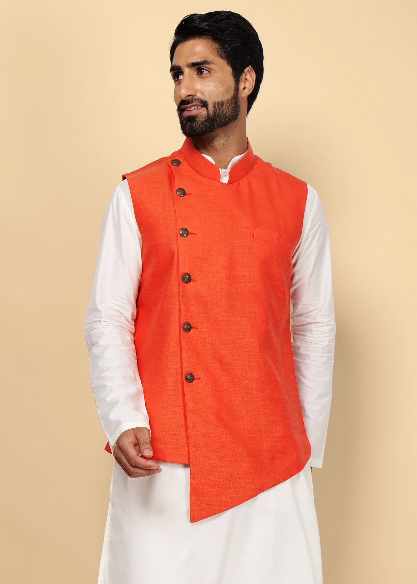 Orange Designer Nehru Jacket