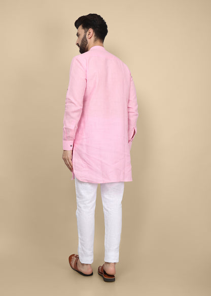 Pink Linen Kurta
