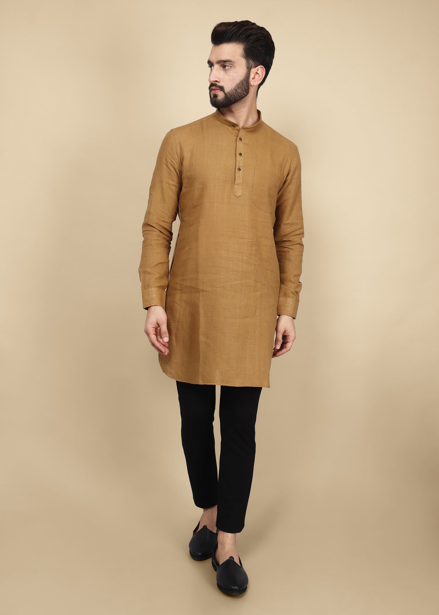 Brown Linen Kurta