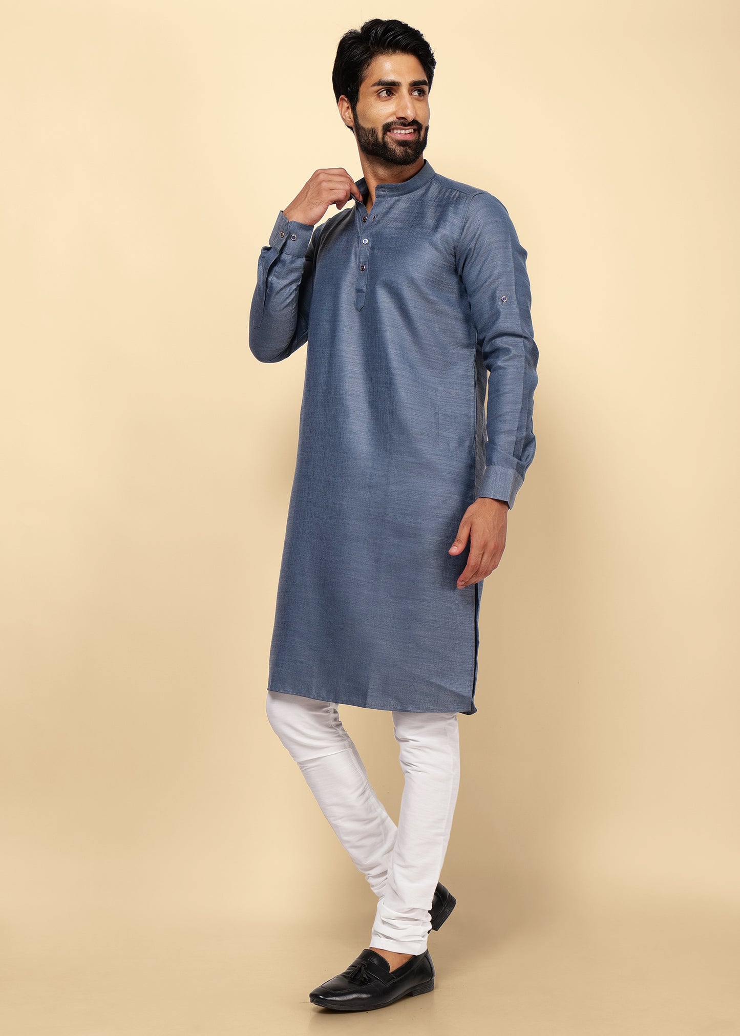 Grey Pure Cotton Kurta Set