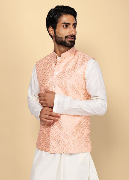 Sequence Peach Nehru Jacket