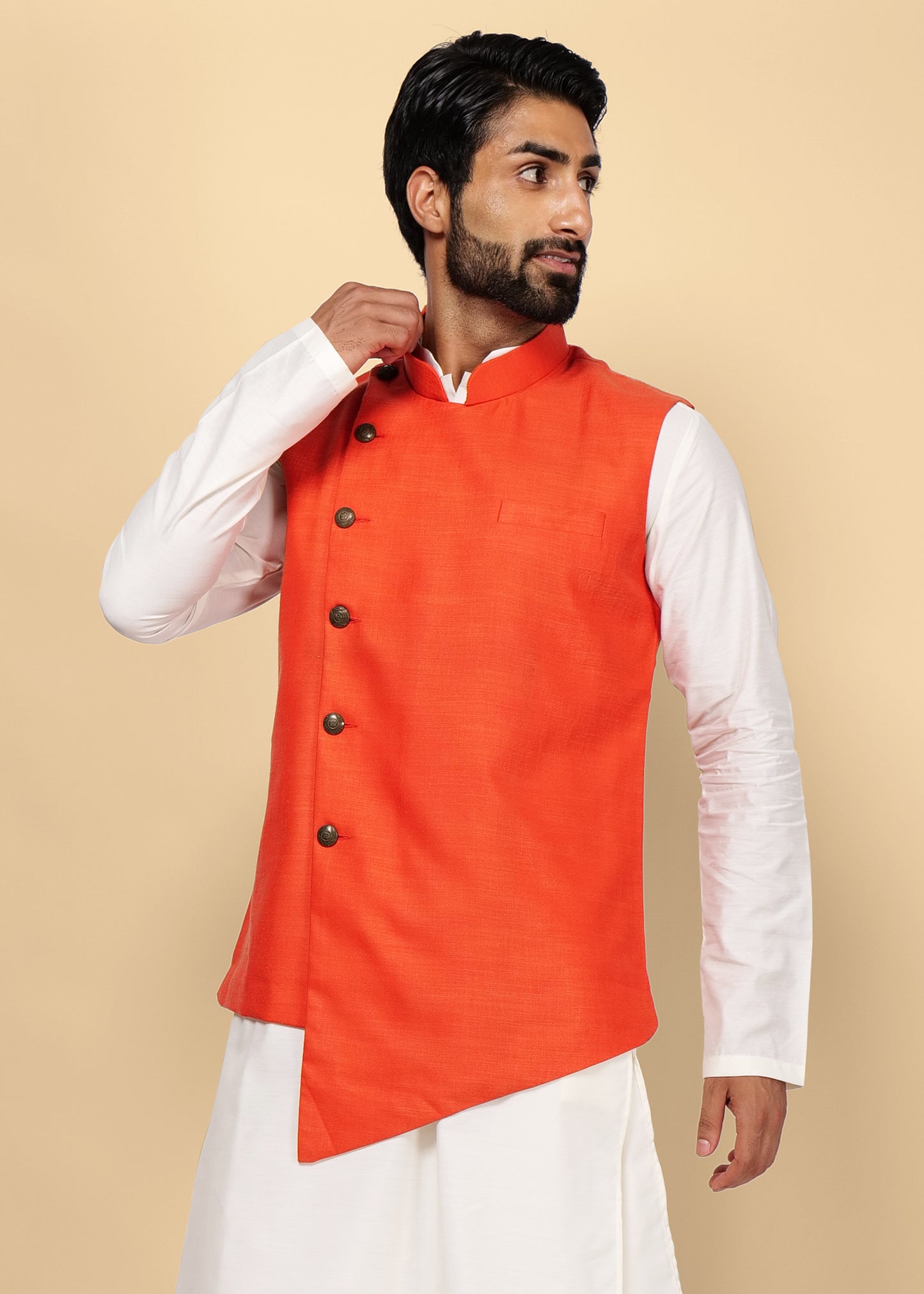 Orange Designer Nehru Jacket