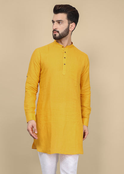 Black Linen Kurta