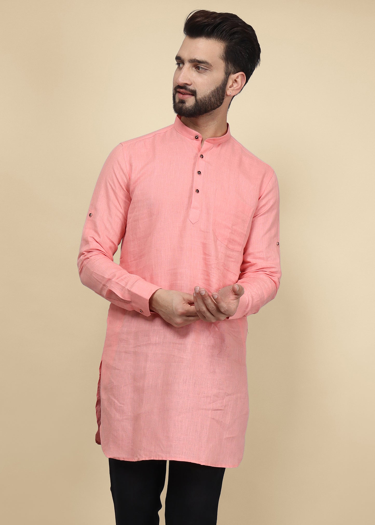 Black Linen Kurta