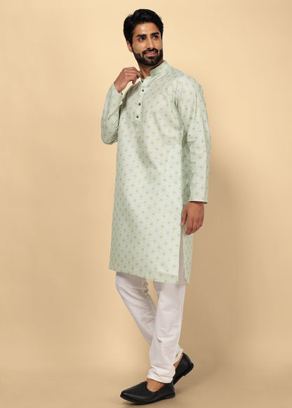 Motif Printed Cotton Kurta Set