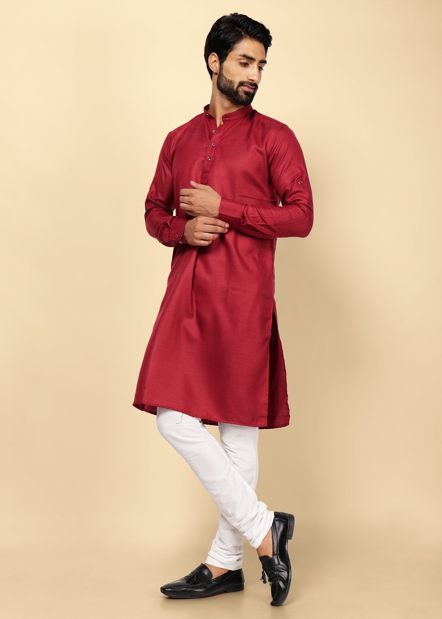 Maroon Pure Cotton Kurta Set