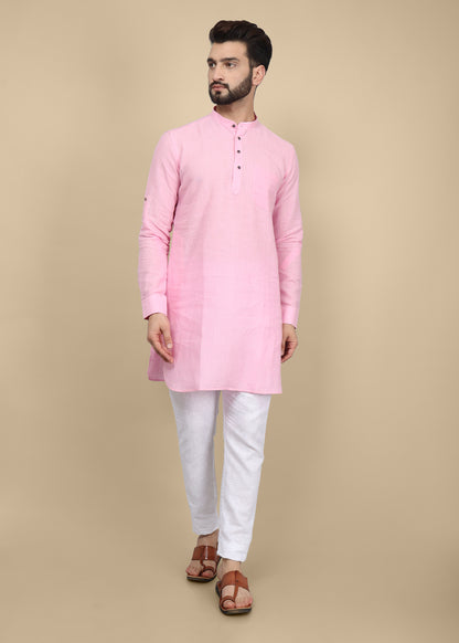 Pink Linen Kurta
