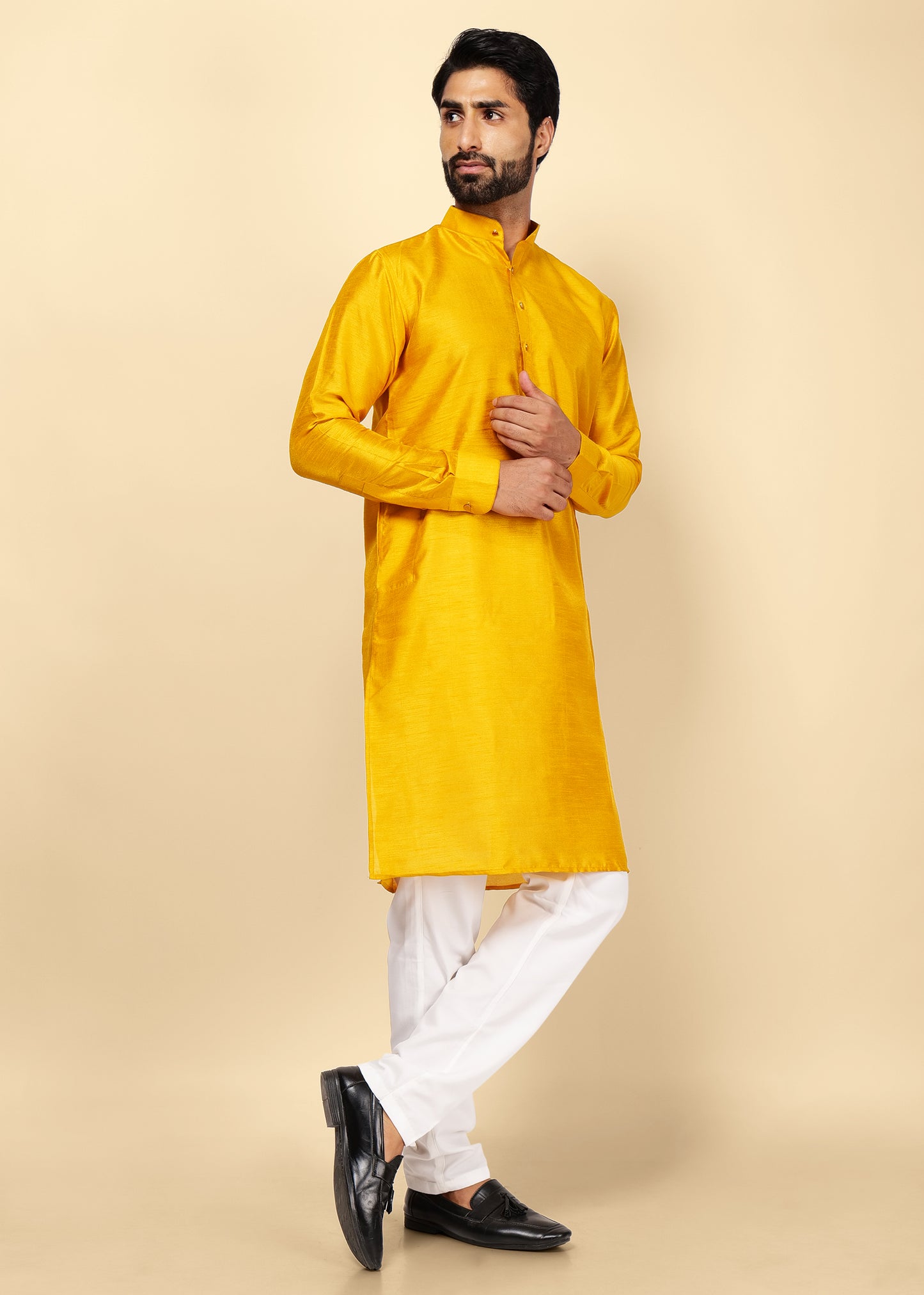 MUSTARD KURTA NEHRU JACKET SET