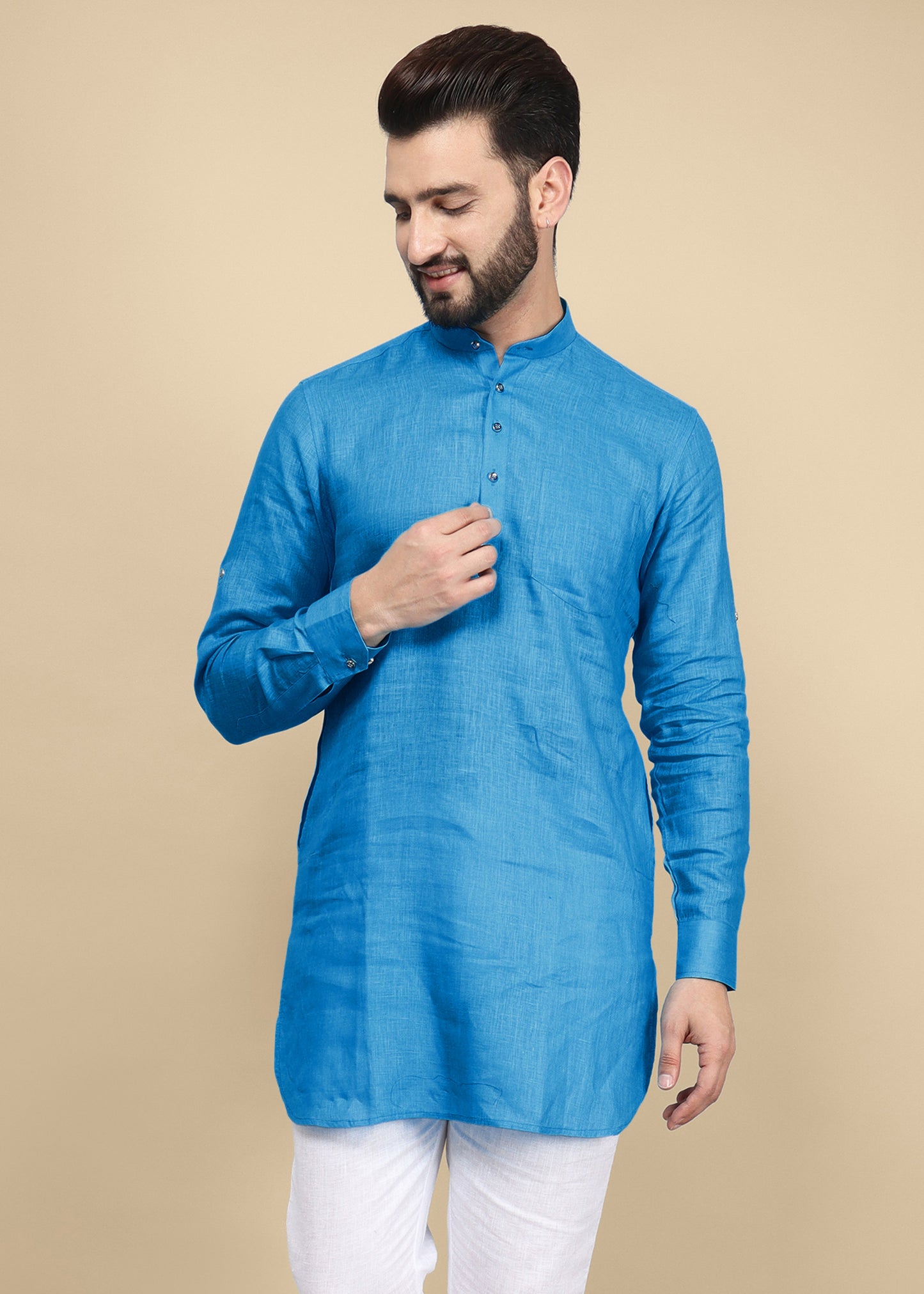 Black Linen Kurta