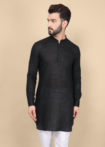 black linen kurta for men