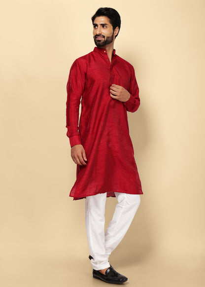 RED KURTA NEHRU JACKET SET
