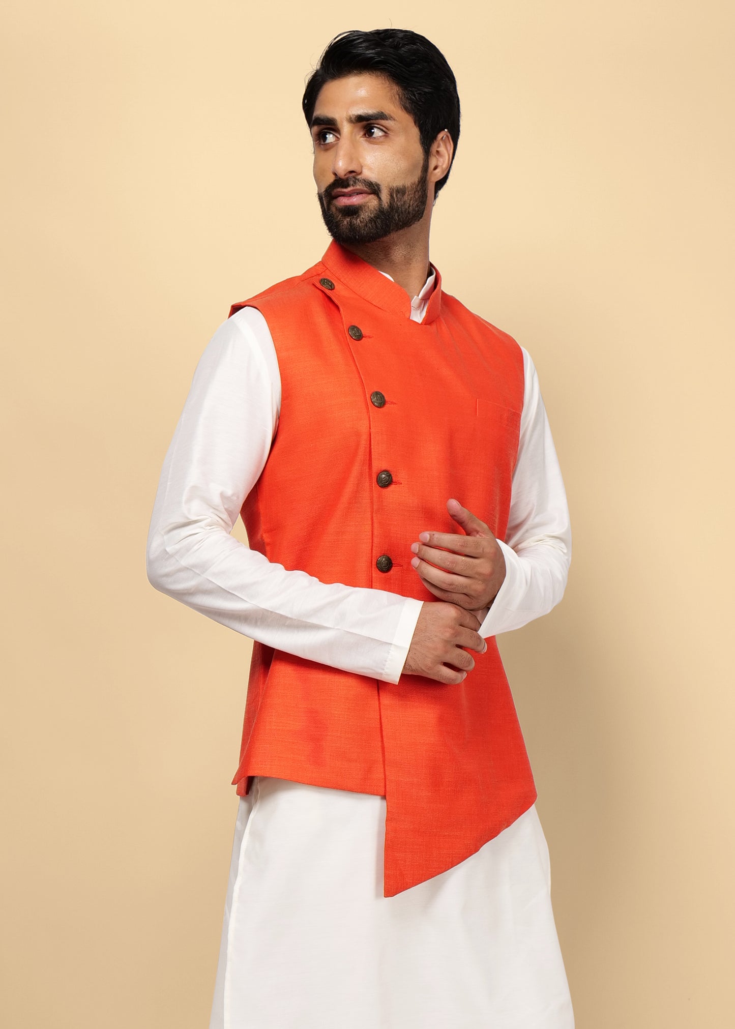 Orange Designer Nehru Jacket