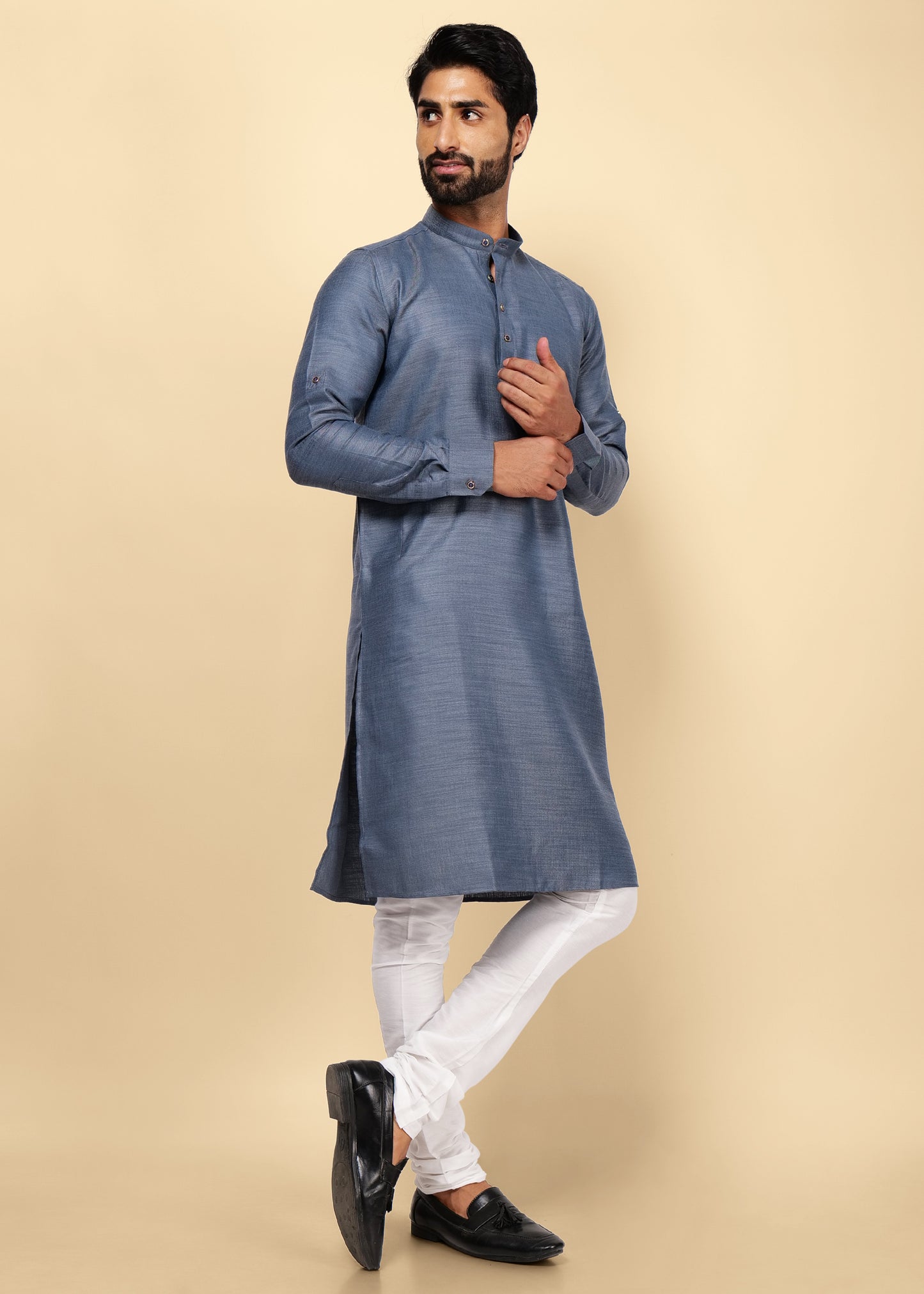 Grey Pure Cotton Kurta Set