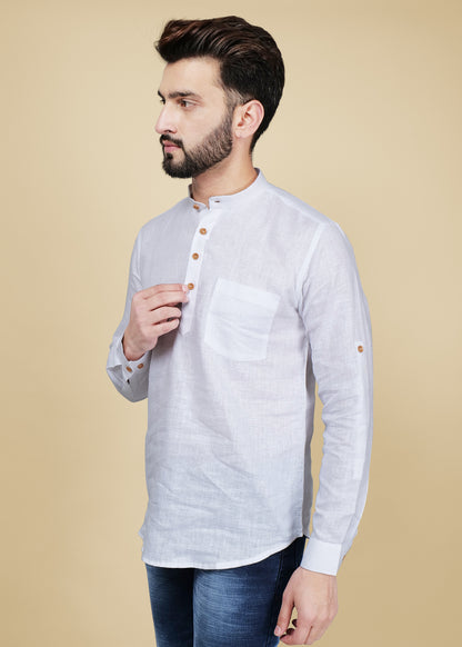 White Linen Short Kurta