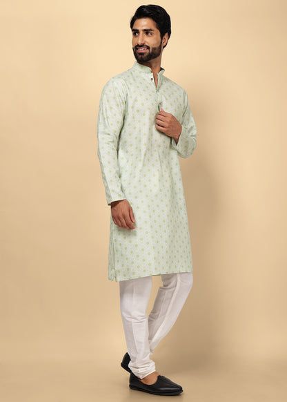 Motif Printed Cotton Kurta Set
